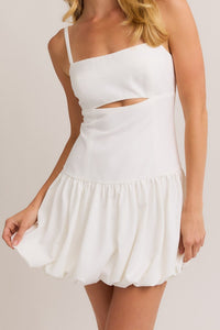 Balloon skirt with front chest slit mini dress