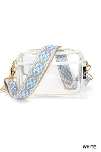 Clear leather rectangle bag with removable strap