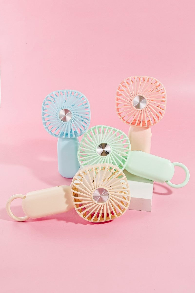 Handheld portable fan with lightning function with ring for attachment