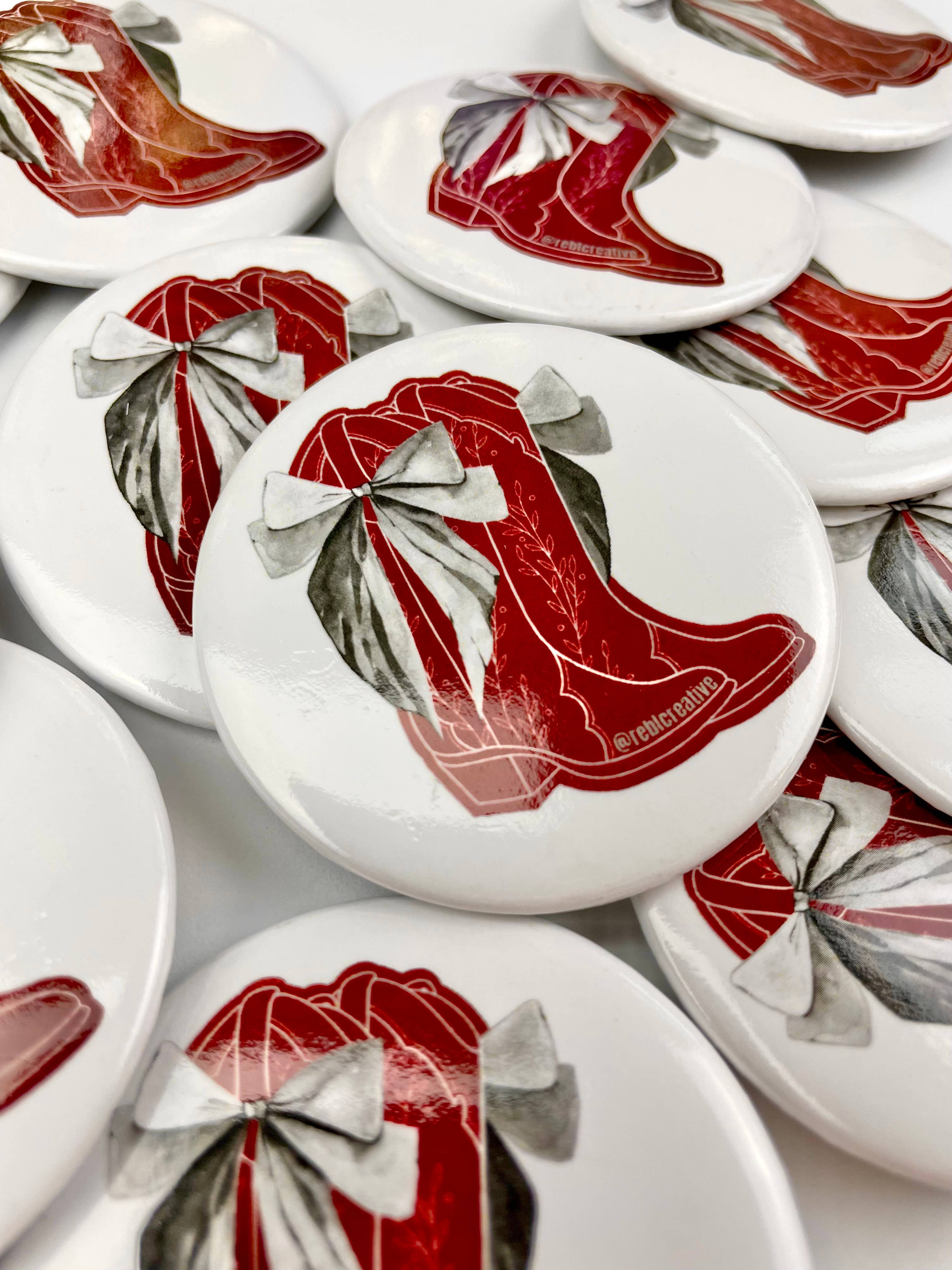 Bows and Boots - Grey and Maroon - Game Day Button