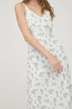V-neck long fitted floral summer dress