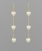 3 pearl heart chain dangle earring