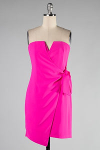 Strapless Wrap with V detail dress