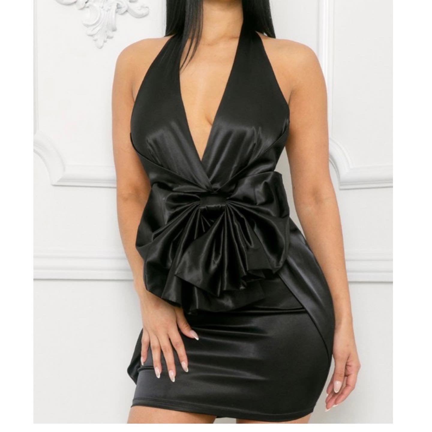 Halter with big bow at waist dress