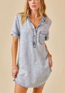 Acid washed denim a line dress