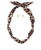 Leopard print scarf necklace