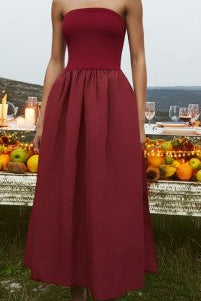 tube top midi dress mixed media