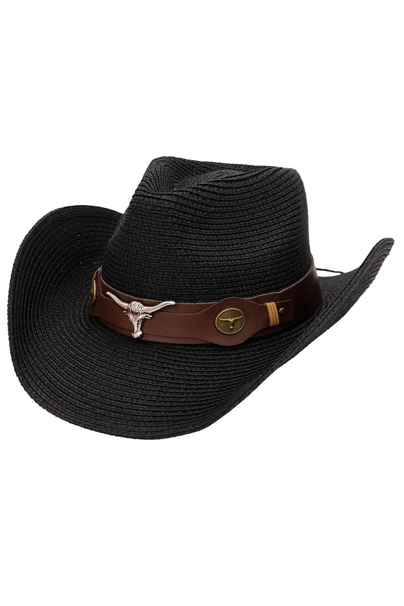 Cowboy hat with bull belt details