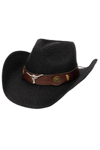 Cowboy hat with bull belt details