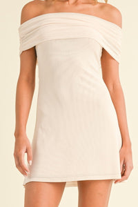 tripled layered meshed off the shoulder bodycon dress