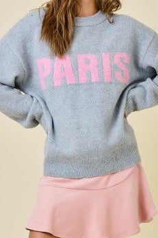 mock neck fuzzy Paris sweater