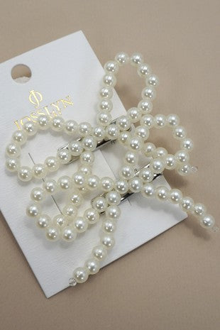 pearl bow hair/shoe clip