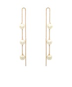 3 pearl with bar chain drop earring