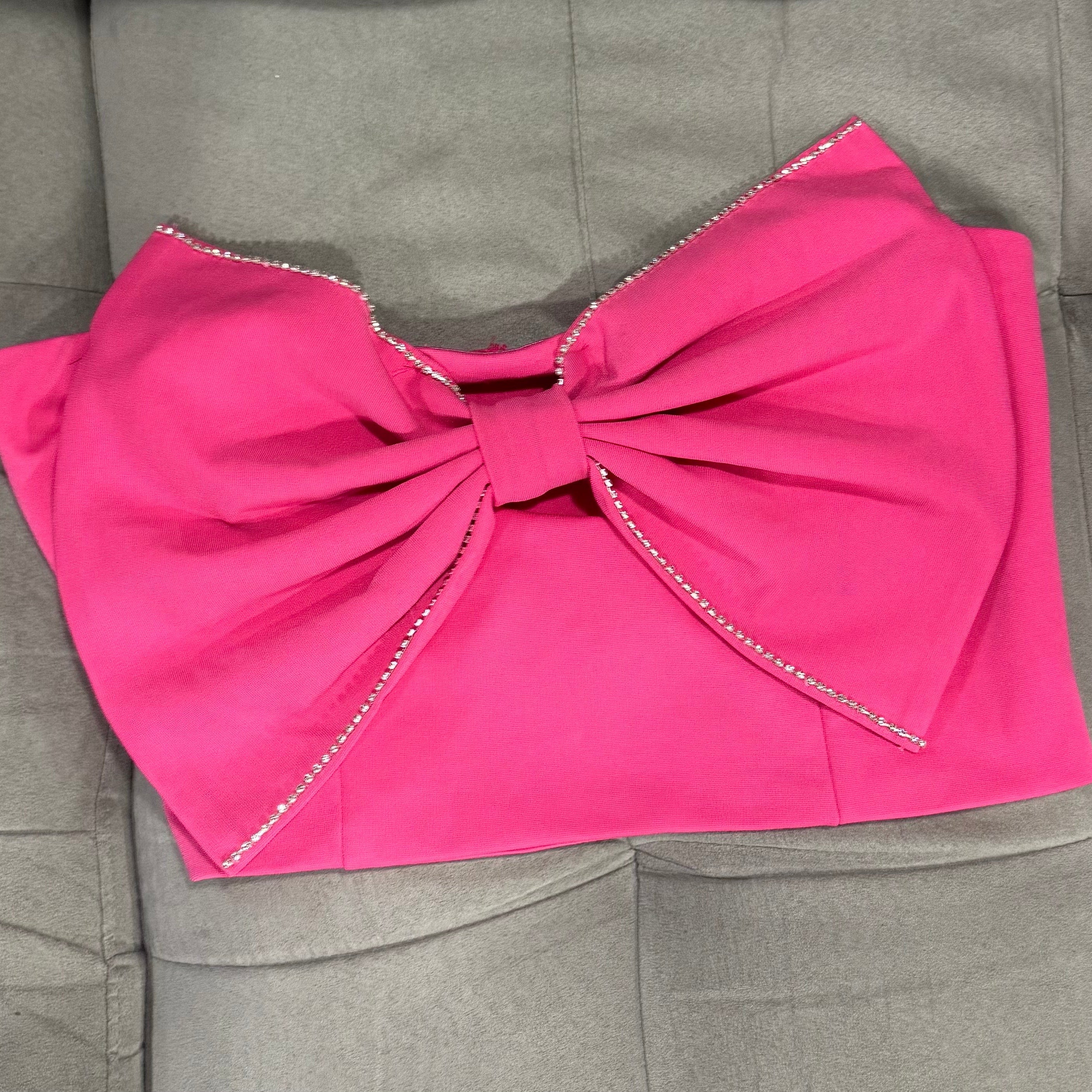 Rhinestone trim big bow top