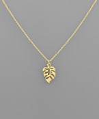 monstera charm necklace