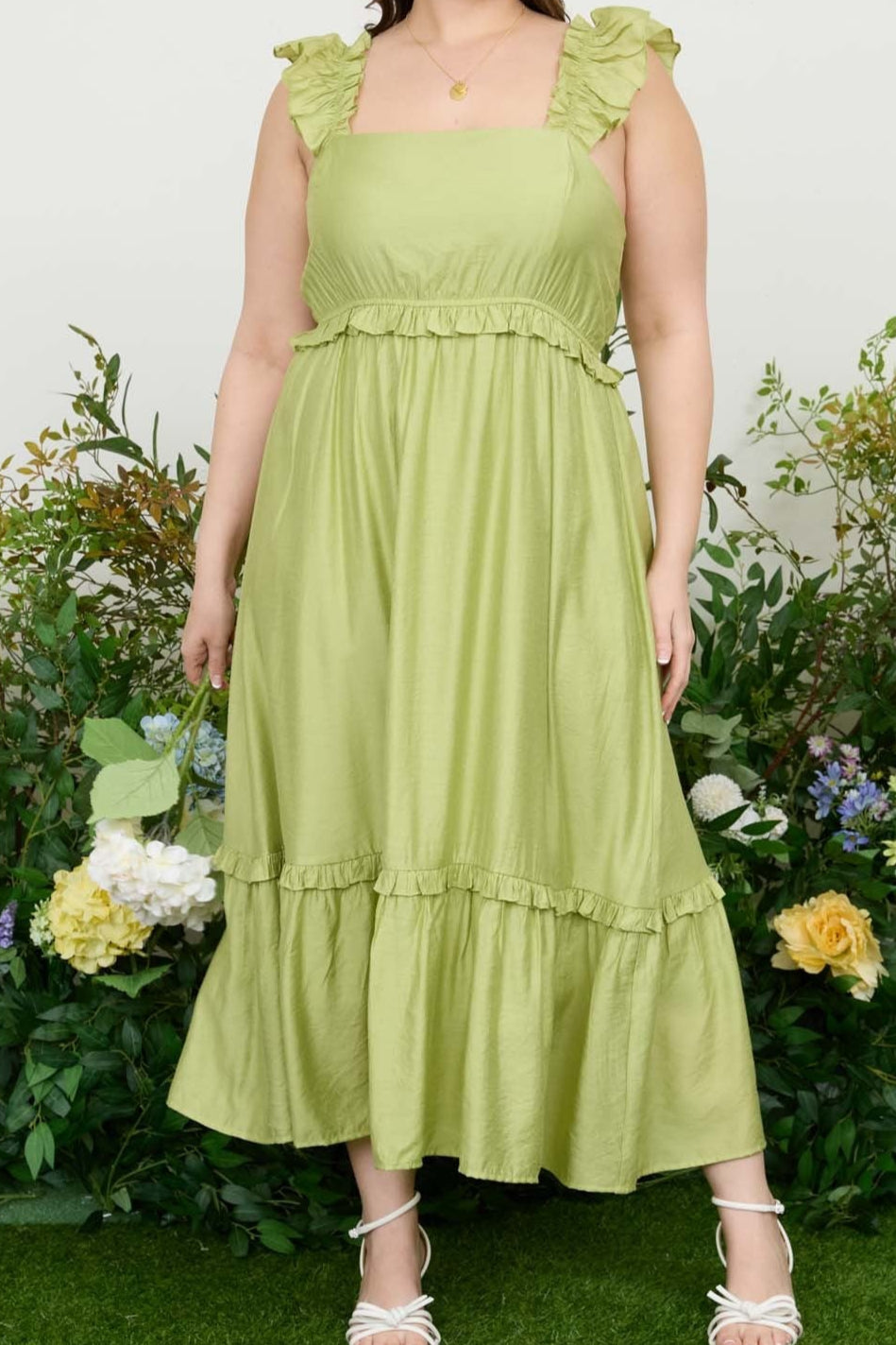 Plus size Empire ruffle midi dress