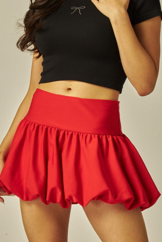 Thick waist band bubble skirt