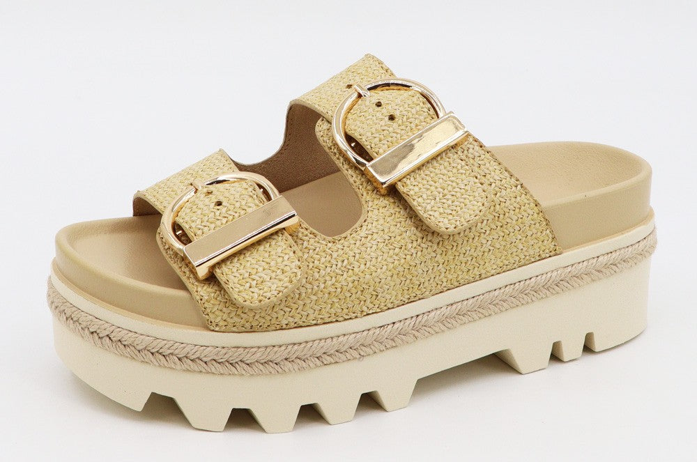 Two strap with buckle platform sandal