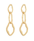textured oval three linked dangle earring