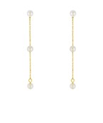 dainty 3 pearl drop gold dipped earrings