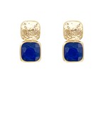 2 square stone textured drop earrings