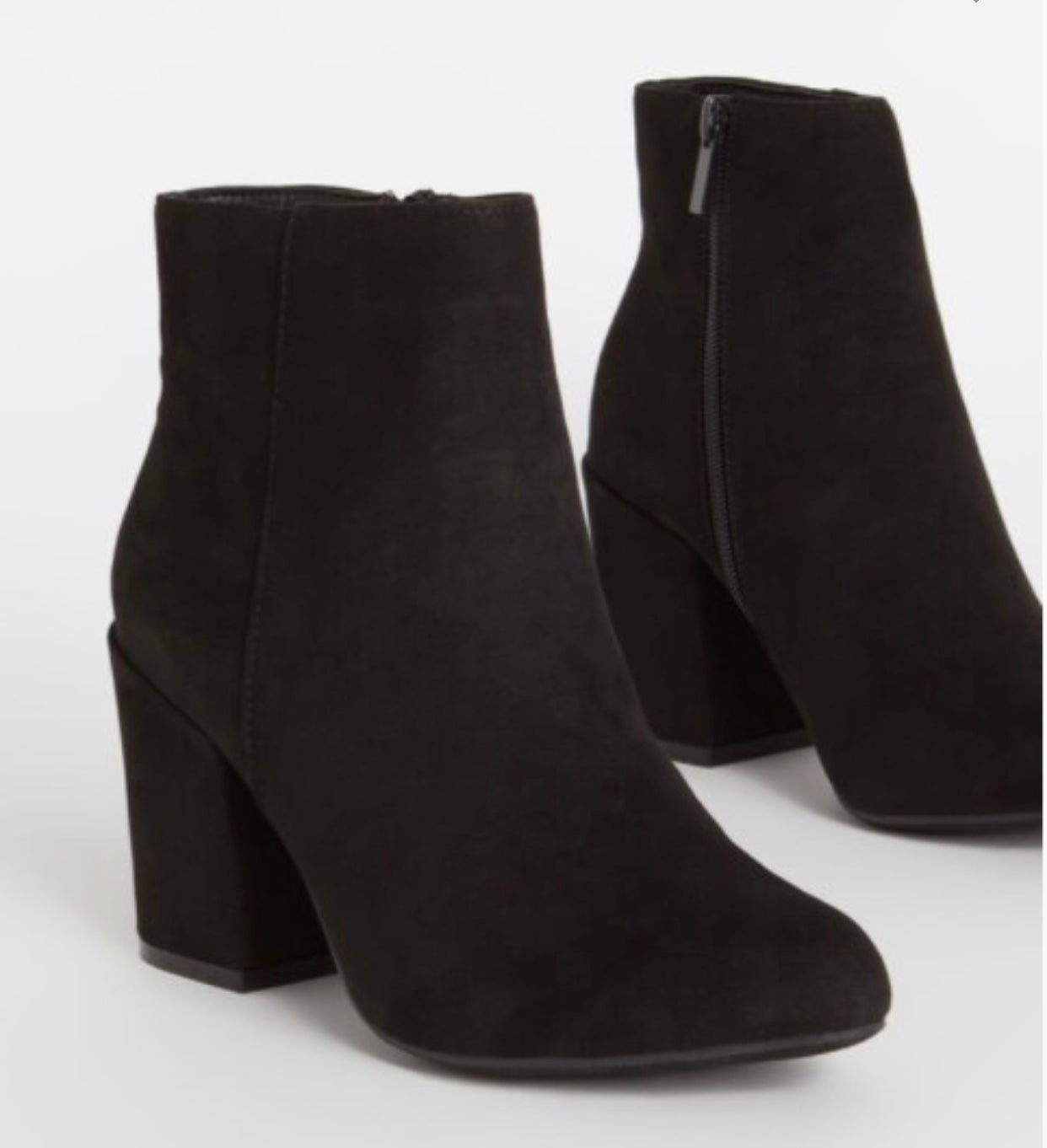 Suede block heel booties