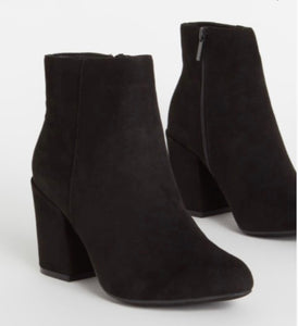 Suede block heel booties