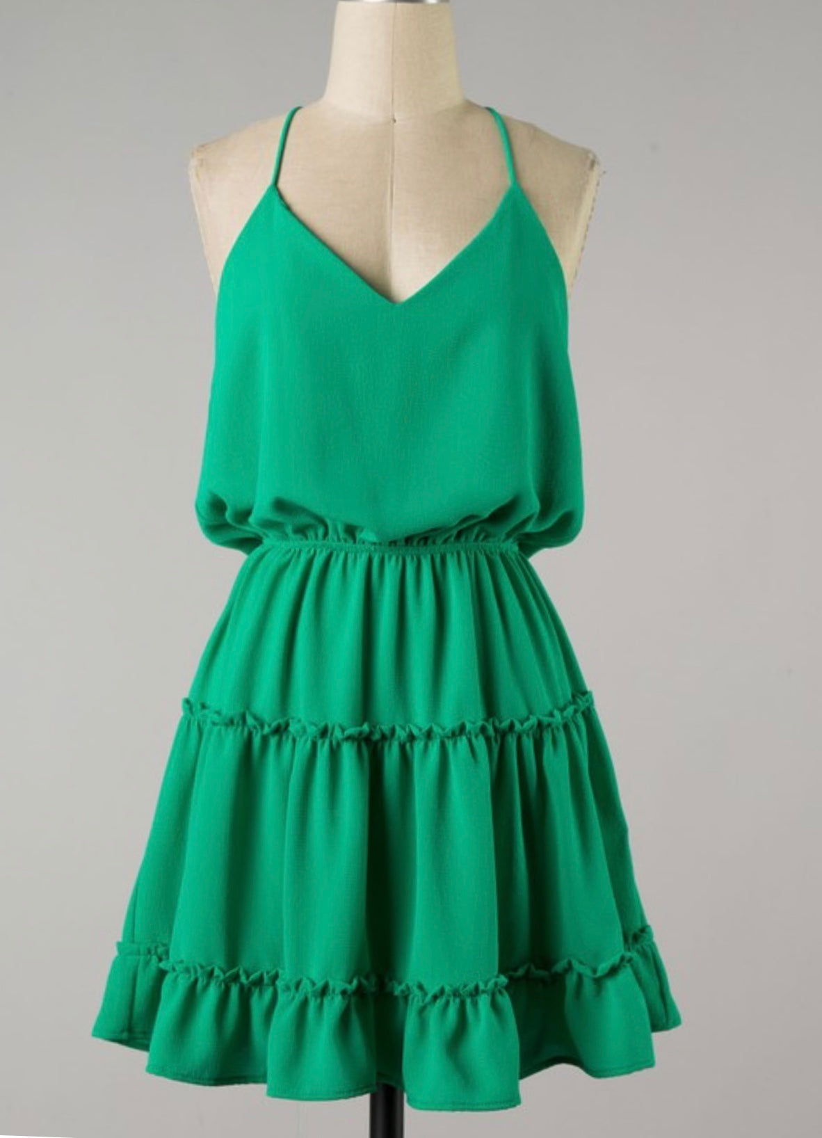 halter Emerald rufle detail