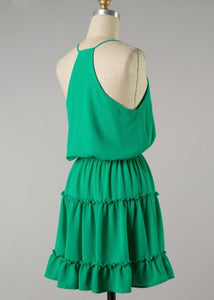 halter Emerald rufle detail