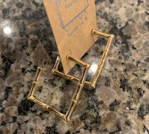Bamboo print gold square