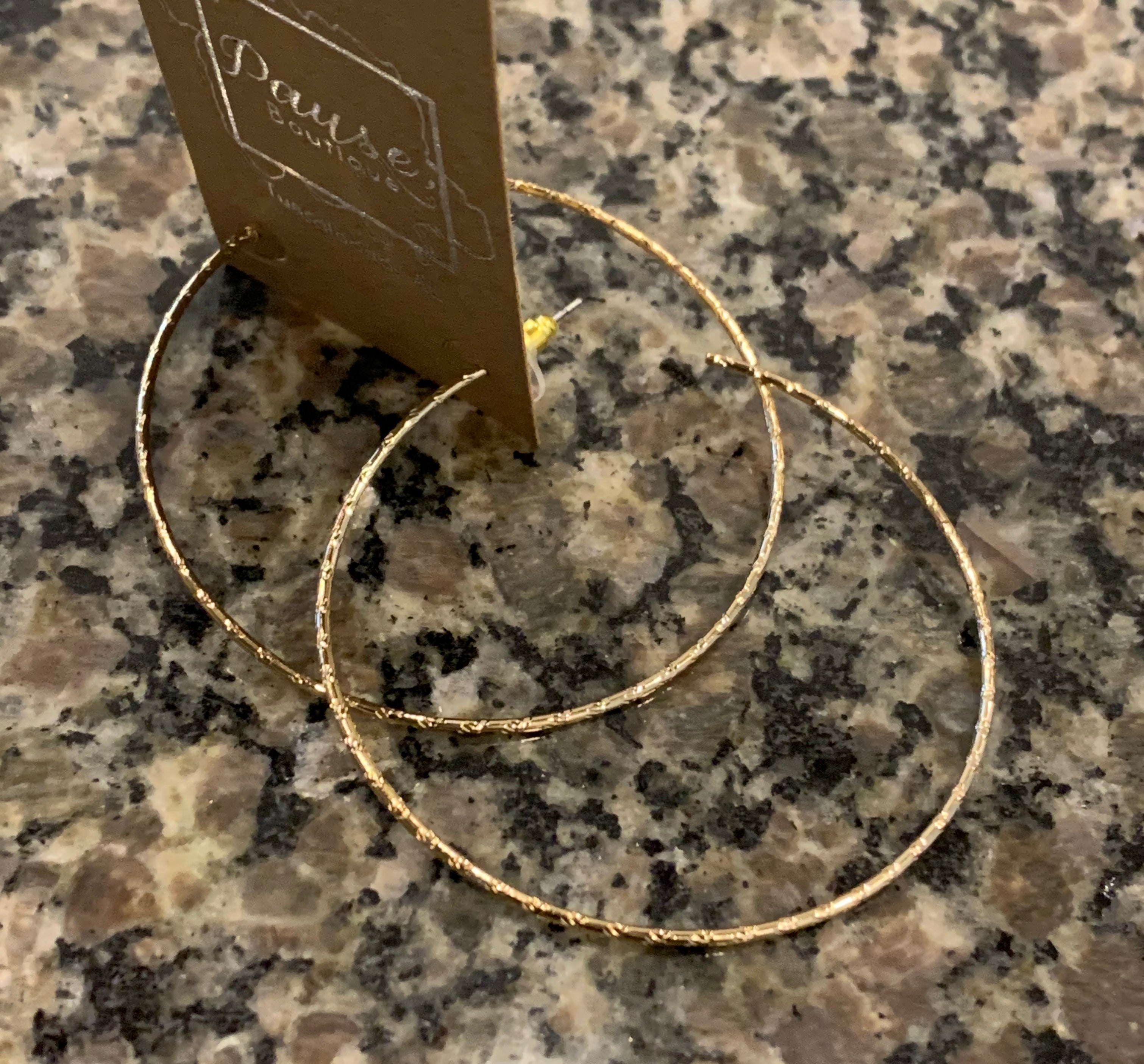 14 K ridged gold hoops
