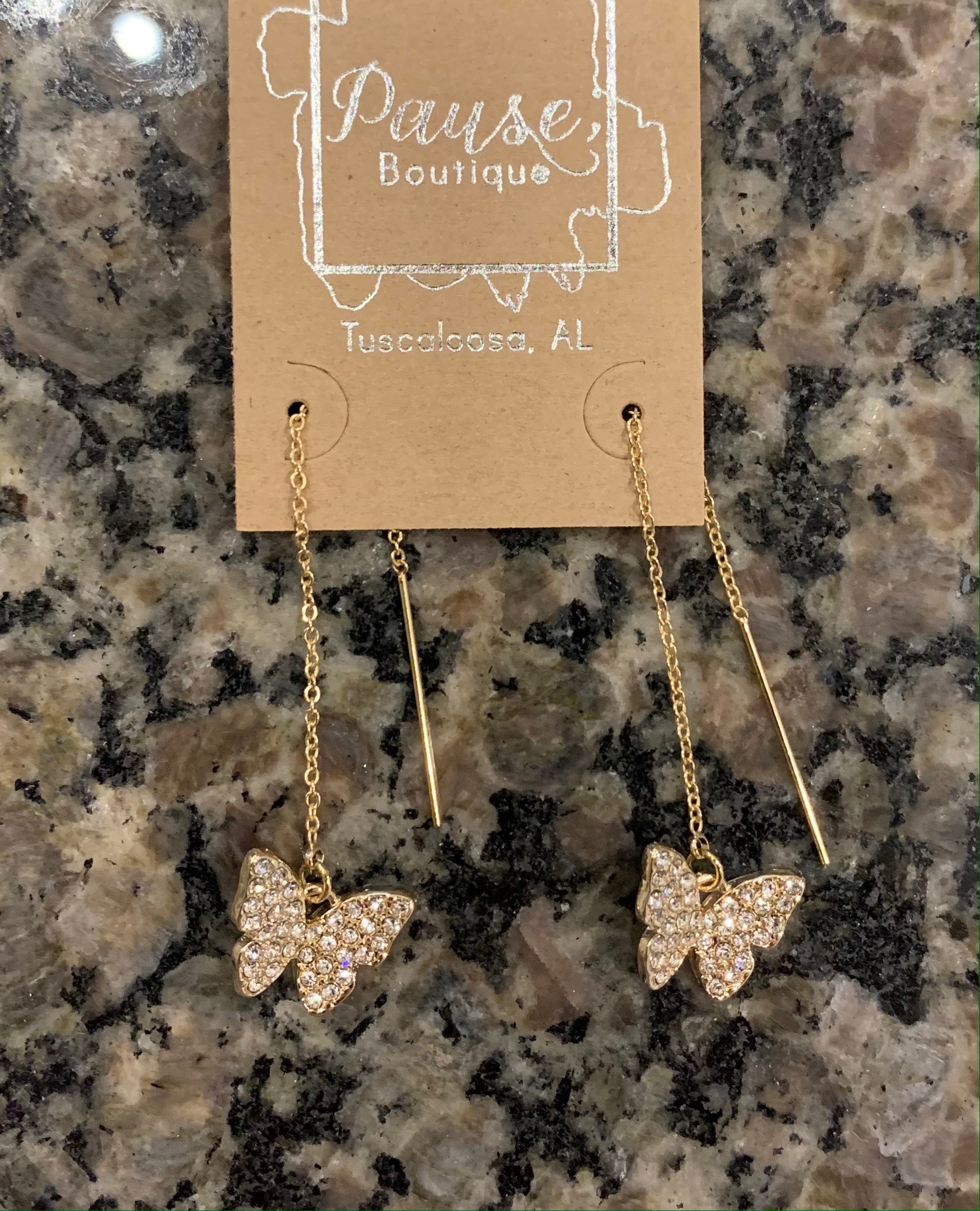 pave threaded drop butterfly