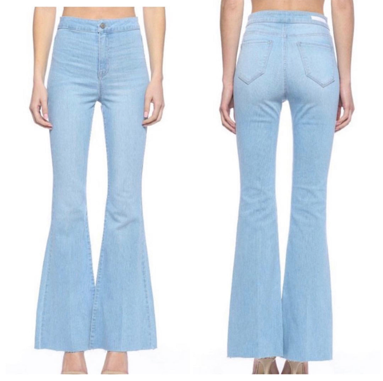 High waist light wash bell