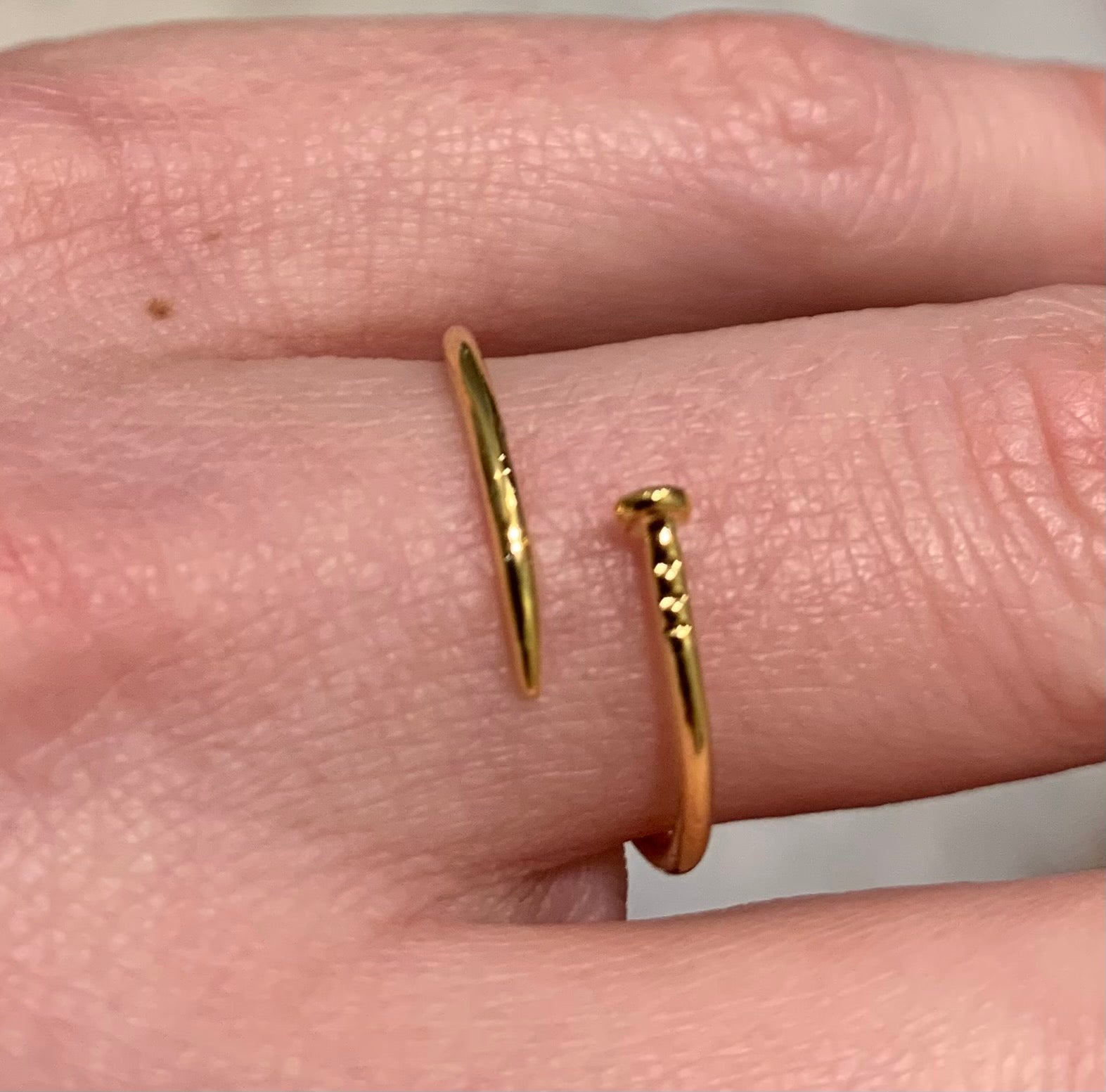 tiny gold dipped nail head ring