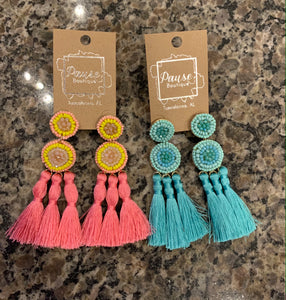 two circle beaded with tassels