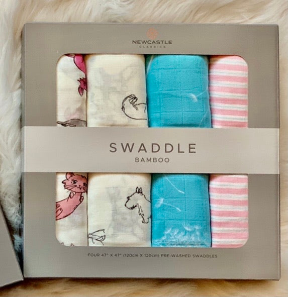 4 pack swaddle gift set