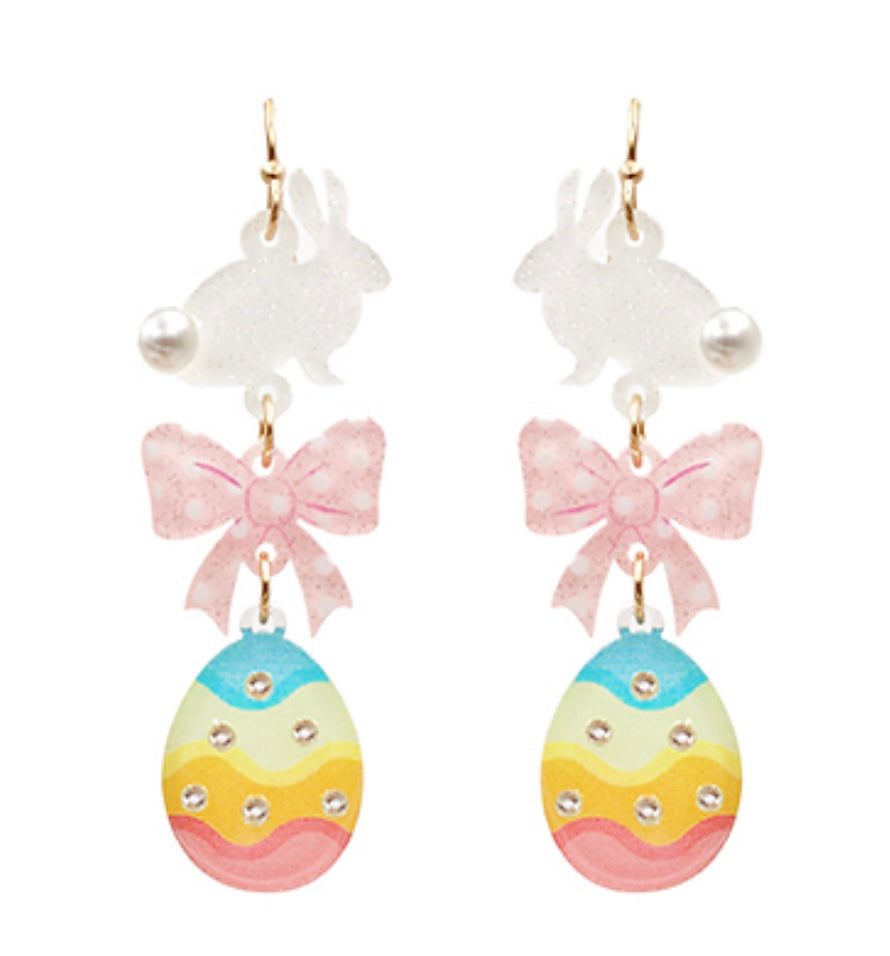 Bunny bow egg earrings