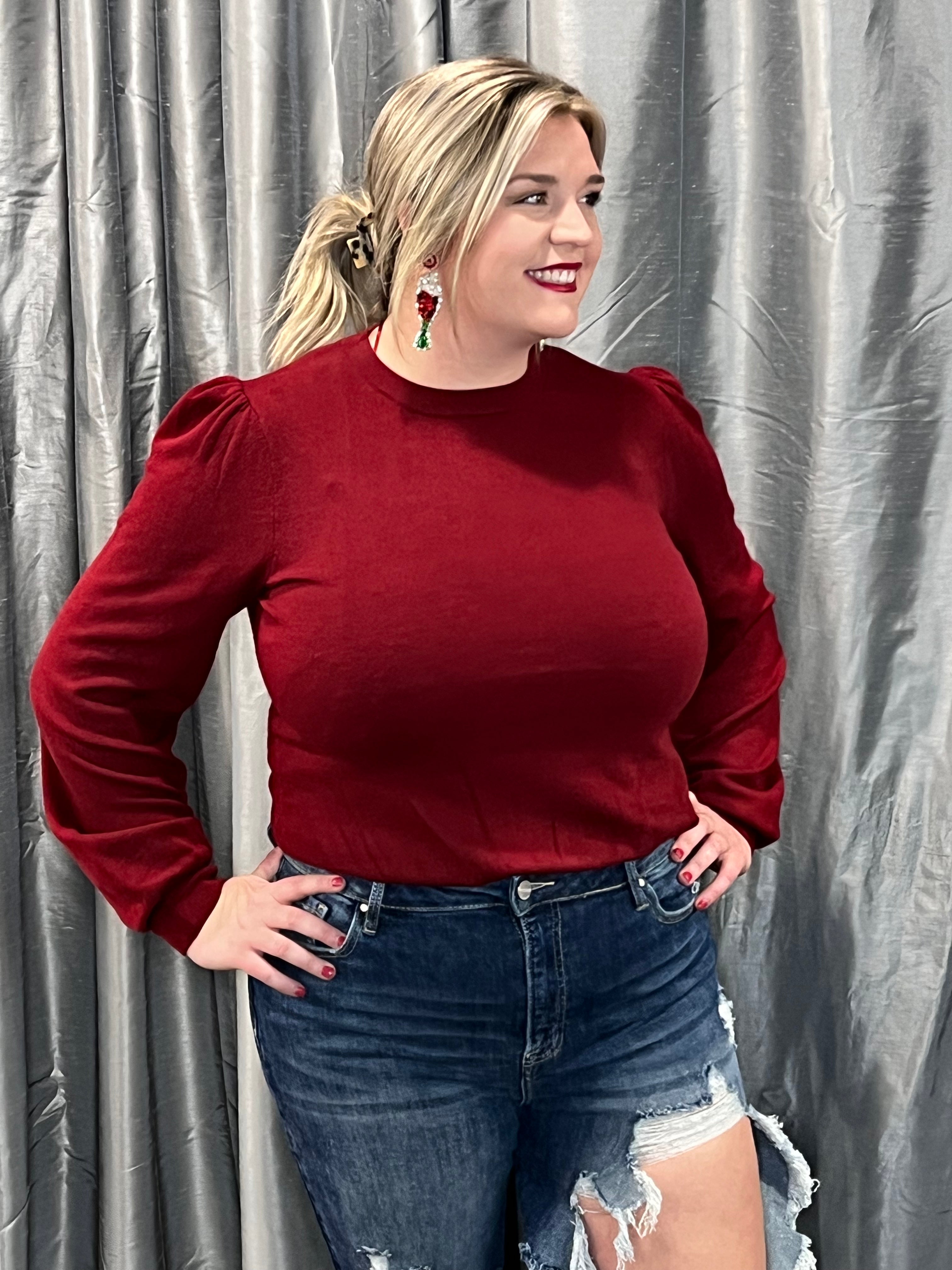 Balloon sleeve bodysuit sweater