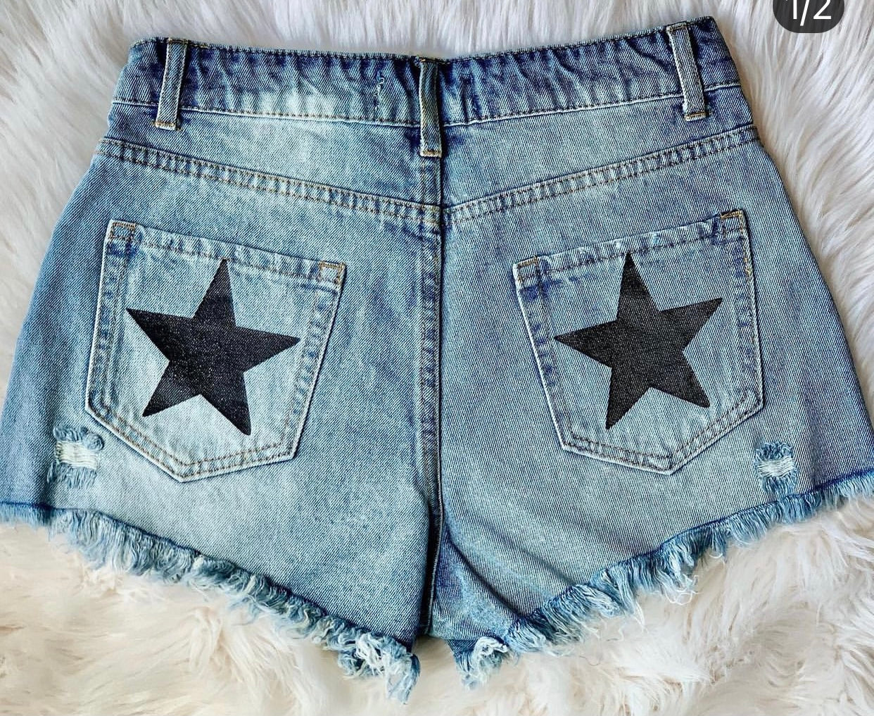 Back star print cut offs