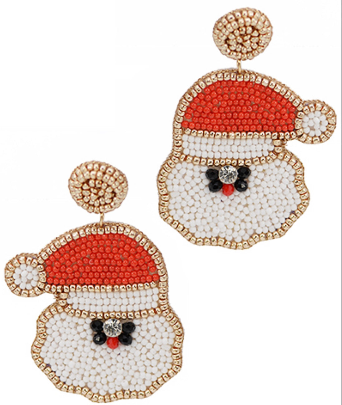 Santa hat face beaded earring