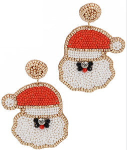 Santa hat face beaded earring
