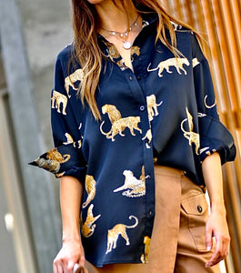 Animal button up blouse
