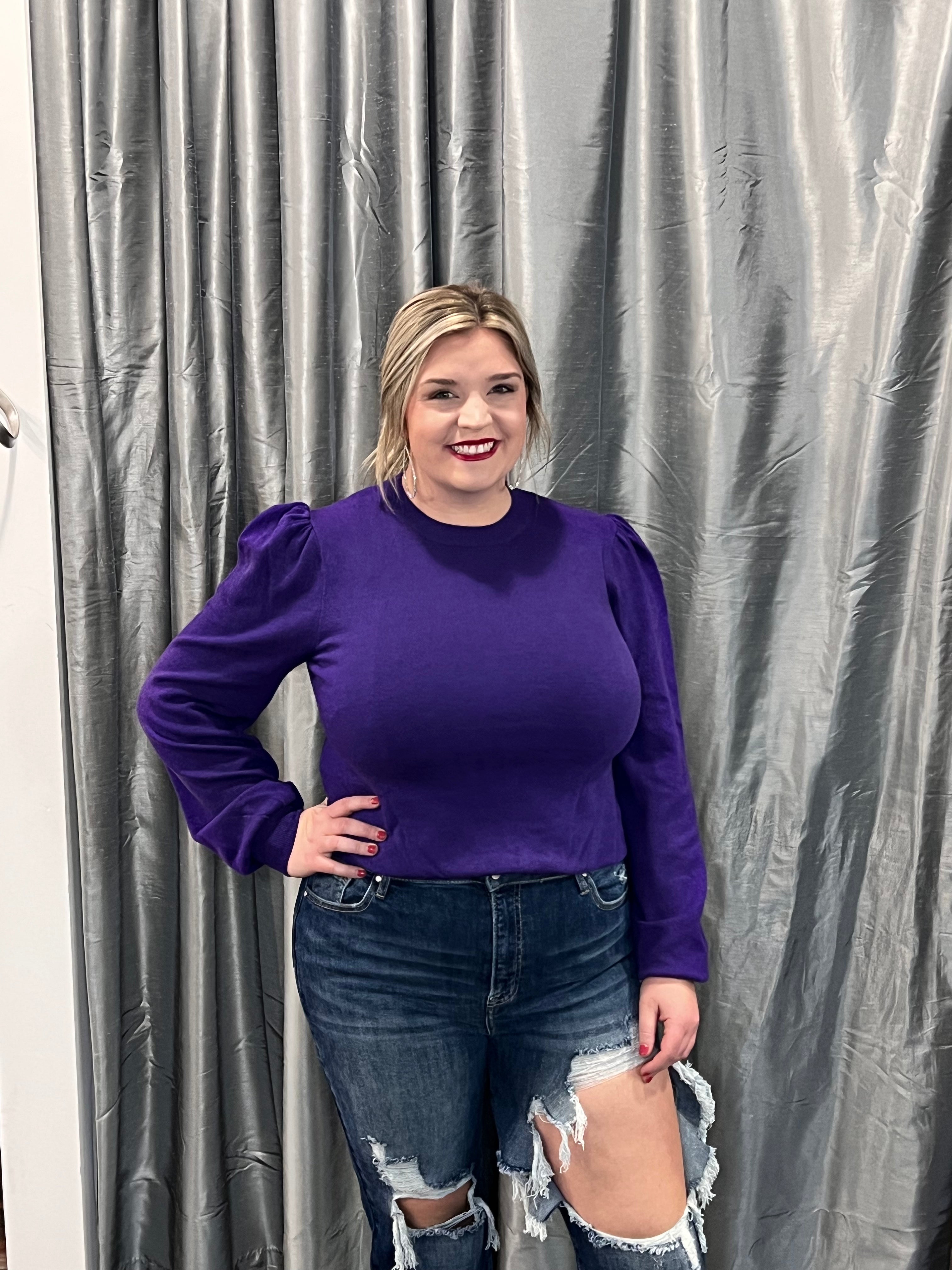 Balloon sleeve bodysuit sweater