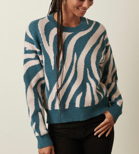 Zebra crew neck sweater