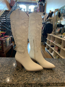knee high cream western boots
