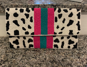 Dalmation spotted/ striped beaded bag