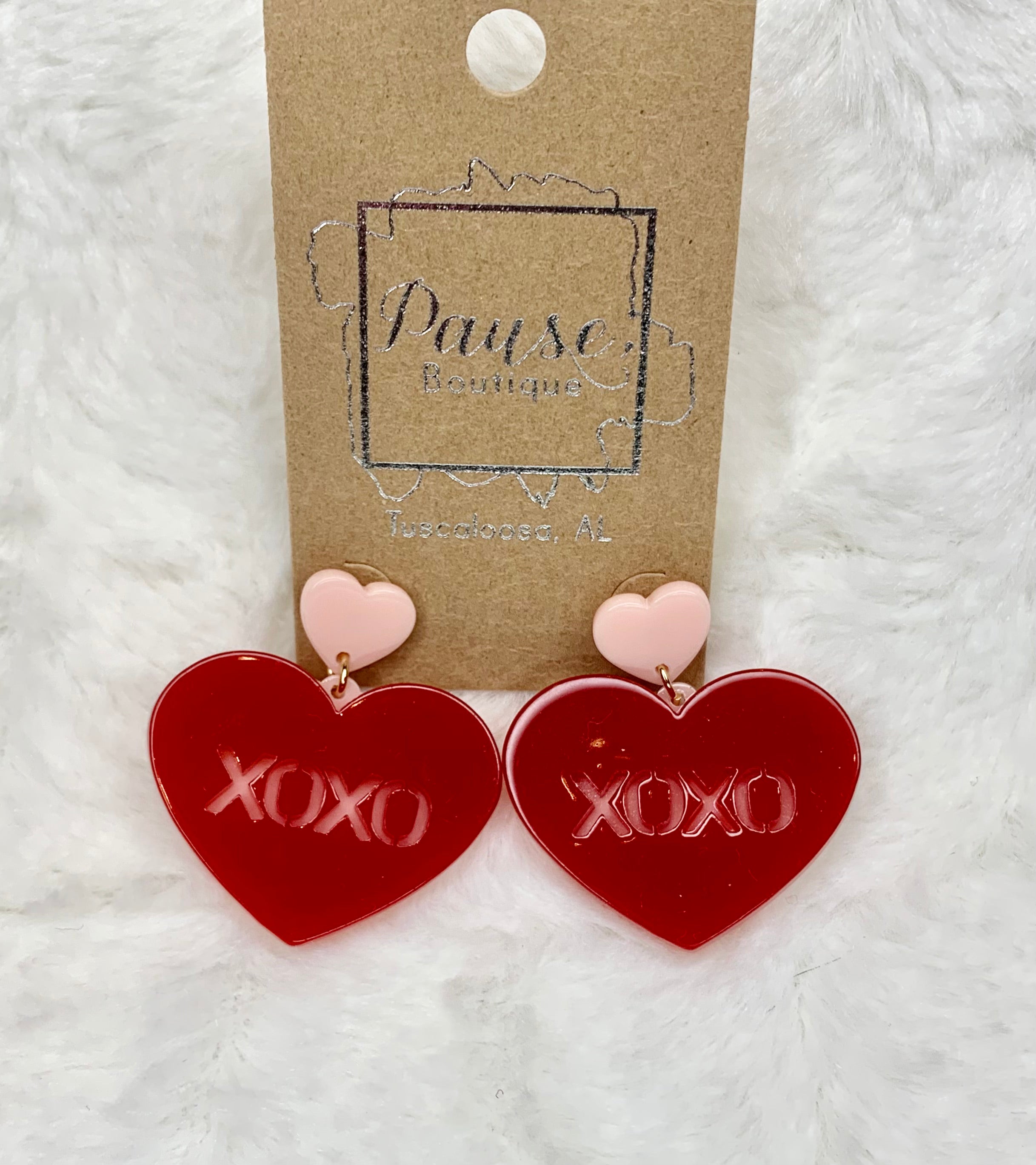 XOXO heart drop earrings