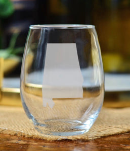Hand etched Stemless wine glasses