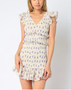 Full smocked v neck ruffle cap