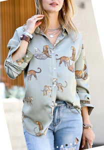 Animal button up blouse